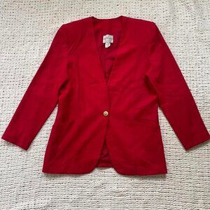 Vintage Red Blazer with Gold Accents - Size 10